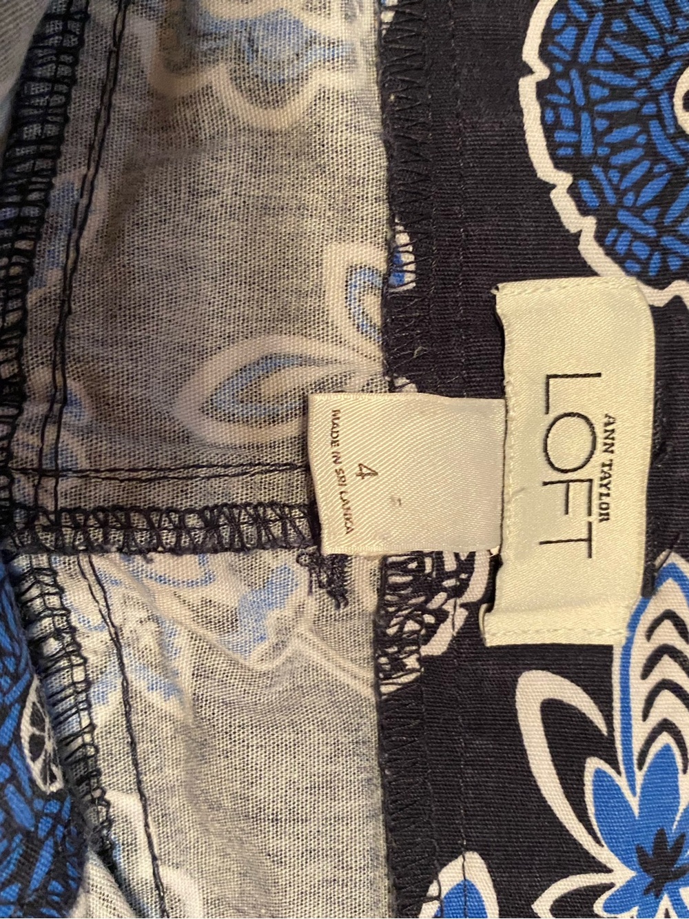LOFT Navy Floral Mini Skirt with Blue and White Print - Picture 3 of 3